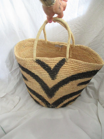NEW SENSI STUDIO Woven Basket Bucket TOTE Bag Shopper Market Summer Purse Ethnic