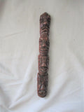 12" Hand Carved Wood TOTEM POLE TIKI Wall Art Statue Primitive JACARAND Talisman