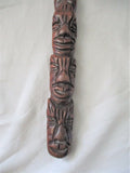 12" Hand Carved Wood TOTEM POLE TIKI Wall Art Statue Primitive JACARAND Talisman