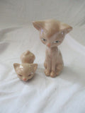 Set 2 Vintage 6" Ceramic MAMA CAT KITTEN KITTY Figurine Statue Sculpture Retro