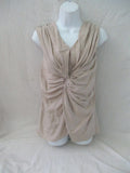BURBERRY 100% SILK Ruched TOP BEIGE TAUPE 42 Shirt Blouse