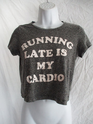 RUNNING IS MY CARDIO Cropped Tee T-Shirt Workout Top XS/TP Sport Aeropostale
