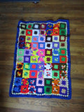 Handmade Crochet GRANNY SQUARE Blanket Throw Afghan Cover Knit Yarn COLORFUL 33x45