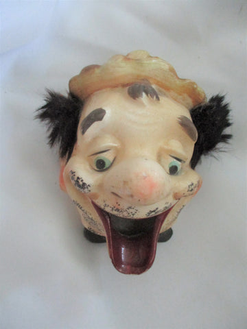 Vintage Scary PORCELAIN HEAD CLOWN Handmade Art Serving Dish