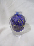 Handmade Studio Art Glass Vase Cut Crystal Paperweight COLORFUL BLUE GOLD Flecked