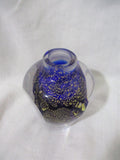 Handmade Studio Art Glass Vase Cut Crystal Paperweight COLORFUL BLUE GOLD Flecked