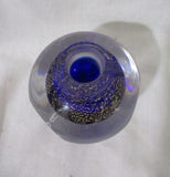 Handmade Studio Art Glass Vase Cut Crystal Paperweight COLORFUL BLUE GOLD Flecked