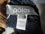 NEW POLES FRANCE Open Silk Wool Blend Knit Cardigan Sweater S Green Black Dark