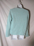 NEW L.L. BEAN NORDIC 100% Cotton Knit Sweater Cardigan M Aqua Blue