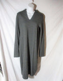 JIL SANDER V-Neck 100% wool GRAY Sheath Midi Dress S