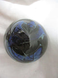 Handmade Signed BAGWELL 1988 Studio Art Glass Paperweight GLOBE Vintage BLUE Clear