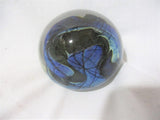 Handmade Signed BAGWELL 1988 Studio Art Glass Paperweight GLOBE Vintage BLUE Clear