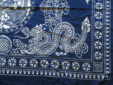 Handmade 80" x 52" BATIK DRAGON Tapestry Bed Sheet Wall Art Hanging BLUE WHITE