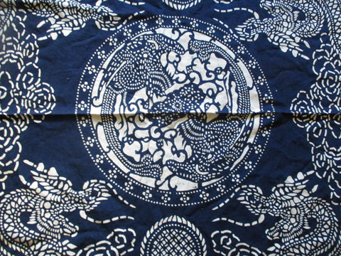 Handmade 80" x 52" BATIK DRAGON Tapestry Bed Sheet Wall Art Hanging BLUE WHITE