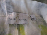 NEW BELLE FRANCE 100% LINEN MESH ITALY Tie-Dye DRESS L Yellow Gray grey