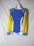 WE THE FREE G+L+ SWEDEN Top Shirt Blouse Stretchy S UKRAINE SUPPORT BLUE YELLOW
