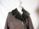 BONWIT TELLER SHEARLING SUEDE Leather jacket coat Sheepskin BROWN S