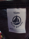 PETIT BATEAU 100% Cotton Long Sleeve Tee Top Shirt 14Ans S String PURPLE EGGPLANT