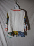 NEW VINCENTE Embroidered PUEBLA Mexico Floral Peasant Top Shirt Tunic Blouse L