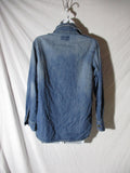 CURRENT ELLIOTT MINER DESTROY Denim Trucker Button-Up Top Shirt Jean Jacket BLUE 1