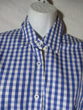 B.M. Company Blousemakers Button-Up Top Shirt Blouse Check Plaid DEER BLUE 36