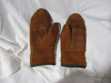 High Quality Suede Shearling  Lined Leather Winter Gloves Mittens BROWN M