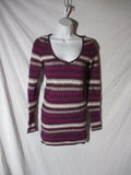 FREE PEOPLE Knit Sweater Top Dress Hippie Boho V-neck Domestic Violence Awareness S/P