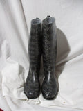 CAPELLI FLORAL Wellies Rain Boots Foul Weather 9 Gumboots Vegan BLACK WHITE