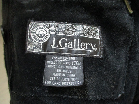 J. GALLERY SHEARLING PIG SUEDE Leather jacket coat BLACK M