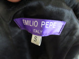 EMILIO PEPE ITALY Genuine RABBIT Fur Full Zip VEST Coat Jacket S BLACK