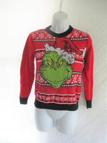 Dr. Seuss GRINCH Holiday Sweater Pullover Christmas Party RED