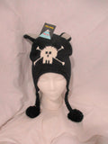 NWT NEW SKULL Knit Ear Flap HAT Cap Beanie Ethnic Animal Ears WHITE BLACK
