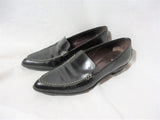 TODS ITALY LEATHER Driving Walking Slip On Moc Shoe Pointy Toe BLACK 7.5
