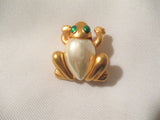 Vintage CAROLEE FROG TOAD Pin Brooch GOLD TONE Enamel Jewelry Amphibian