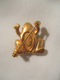 Vintage CAROLEE FROG TOAD Pin Brooch GOLD TONE Enamel Jewelry Amphibian