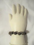 Sterling Silver Floral BROWN STONE BEAD BRACELET BANGLE Jewelry Boho Natural