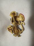 Vintage Cute MOUSE CHEESE Pin Brooch Jewelry Painted Retro Rodent