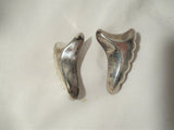 TAXCO 925 STERLING SILVER SHARK TOOTH ABSTRACT Pierced Earring Jewelry ETHNIC Boho Festival