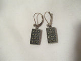 925 STERLING SILVER Marcasite Square Math ABACUS Pierced Earring Jewelry ETHNIC Boho Festival
