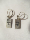 925 STERLING SILVER Marcasite Square Math ABACUS Pierced Earring Jewelry ETHNIC Boho Festival