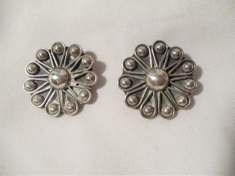 TAXCO MEXICO 925 STERLING SILVER FETISH Clip Earring Jewelry ETHNIC Boho Festival