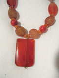 Set 2 KENNETH LANE Tribal Asia Ethnic Chunky Bead NECKLACE Amber Coral Color Runway Style