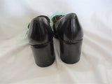 Handmade Upcycled SARTO Bug Slip on Loafer Heel Shoe Boho Hippie 8.5 Leather BLACK