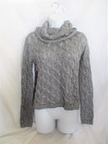 ALICE + OLIVIA SCOOP Knit TURTLENECK Sweater Top Pullover METALLIC SILVER S/P