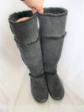 Womens TORI BURCH AMELIE Suede Leather Tall BOOTS Shoe BLACK 9 Distress