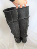 Womens TORI BURCH AMELIE Suede Leather Tall BOOTS Shoe BLACK 9 Distress