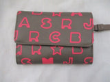 MARC JACOBS Trifold Wallet Organizer Signature BROWN Pink Phone ID Card Holder