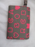 MARC JACOBS Trifold Wallet Organizer Signature BROWN Pink Phone ID Card Holder