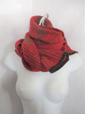 HIKARU NOGUCHI ENGLAND Snowflake Knit Wool Cashmere NECK Warmer SCARF Wrap RED