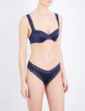 NEW NWT STELLA MCCARTNEY Clara Whispering lace silk bra 34D BLUE SEXY contour